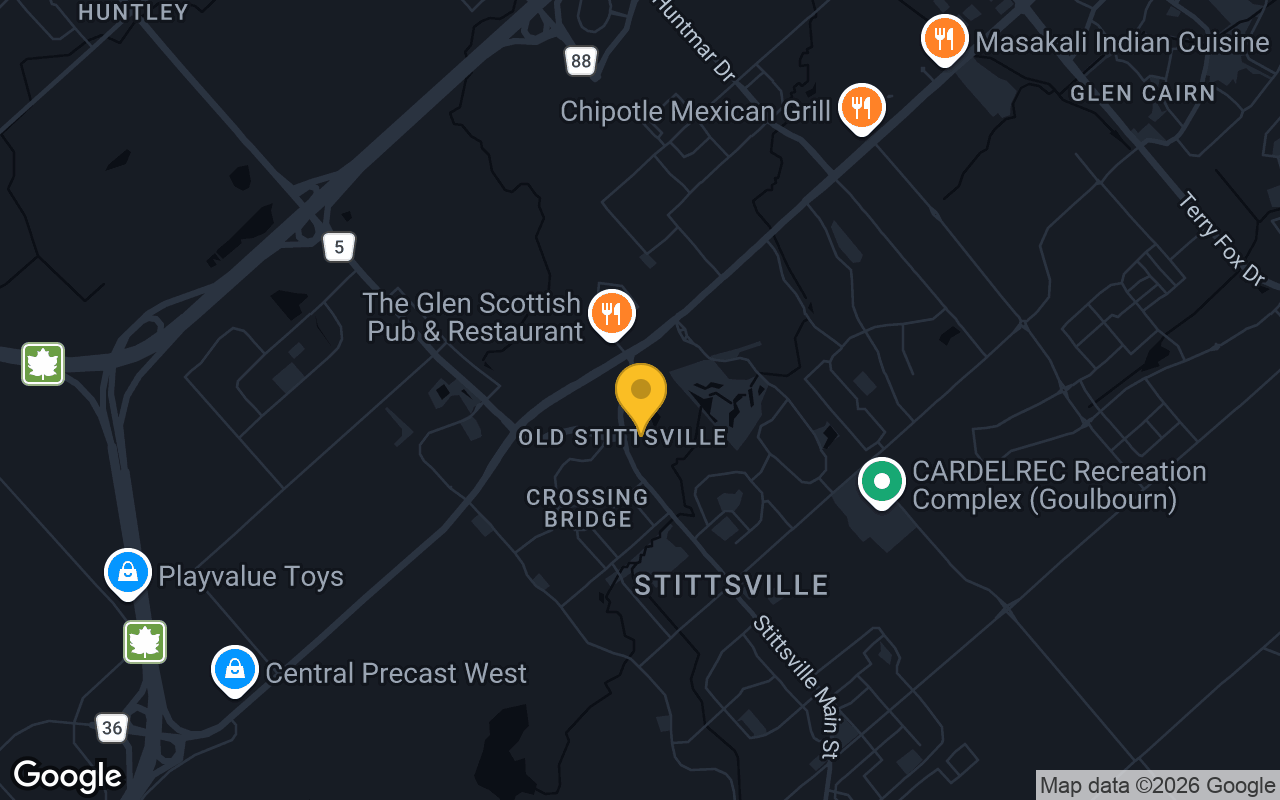 Map of bar trivia spots in Stittsville, ON
