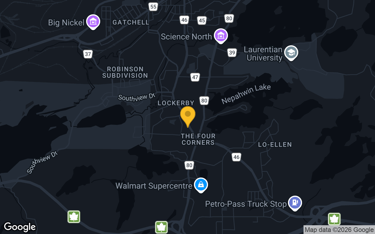 Map of bar trivia spots in Sudbury, ON
