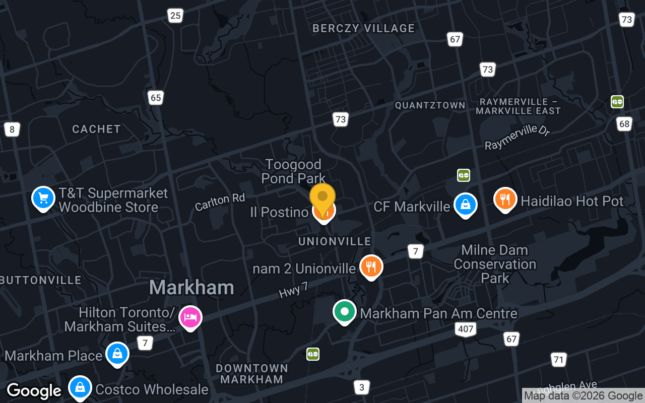 Map of bar trivia spots in Unionville, ON