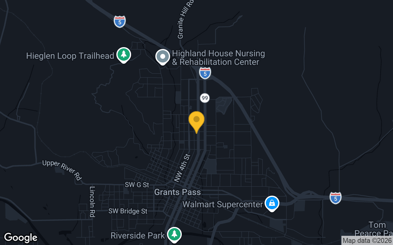 Map of bar trivia spots in Grants Pass, OR