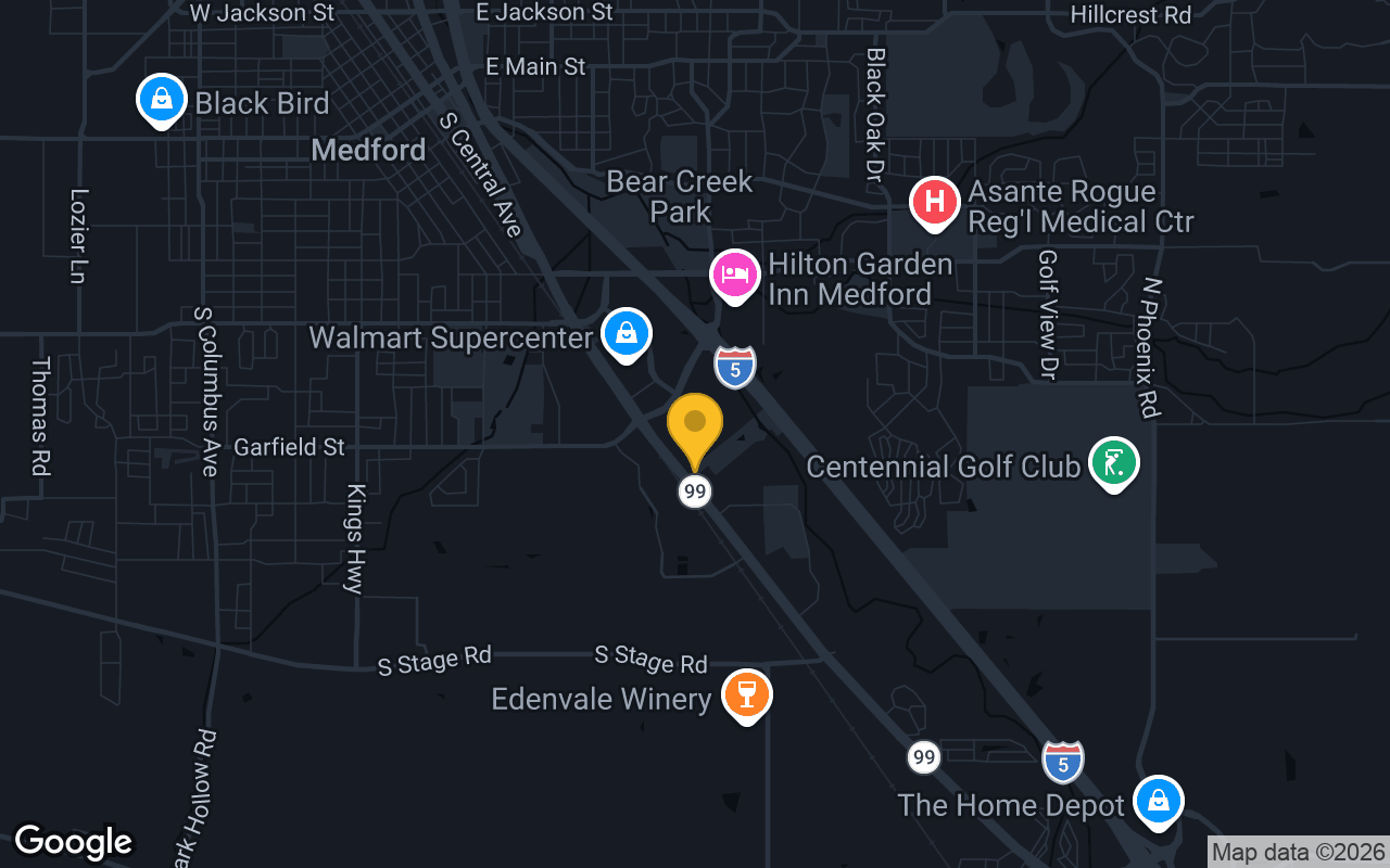 Map of bar trivia spots in Medford, OR