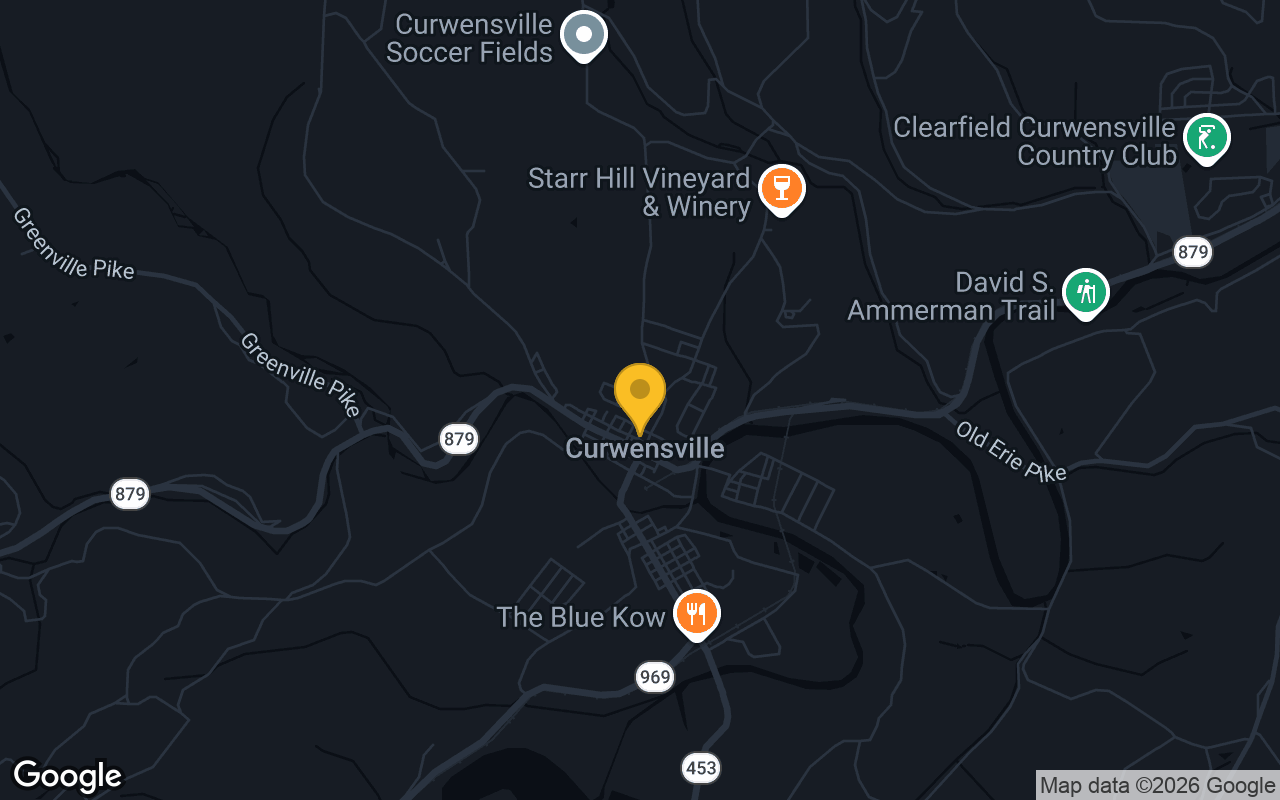 Map of bar trivia spots in Curwensville, PA