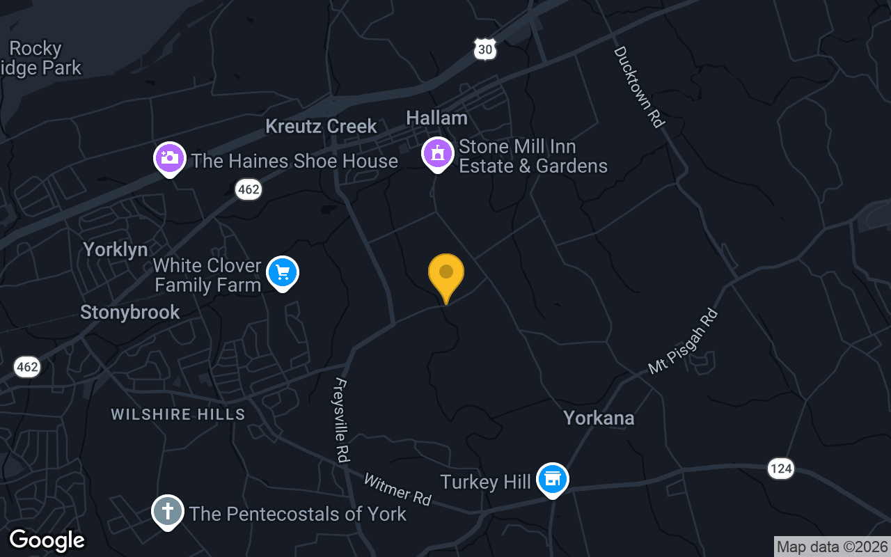 Map of bar trivia spots in York, PA