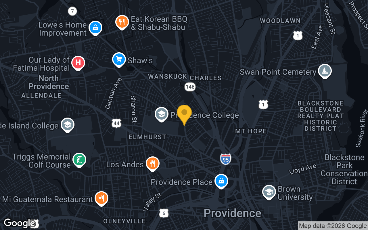 Map of bar trivia spots in Providence, RI