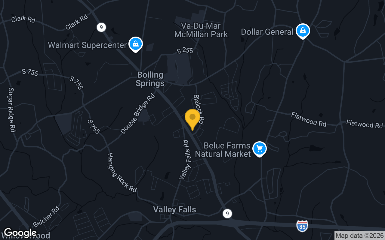 Map of bar trivia spots in Boiling Springs, SC