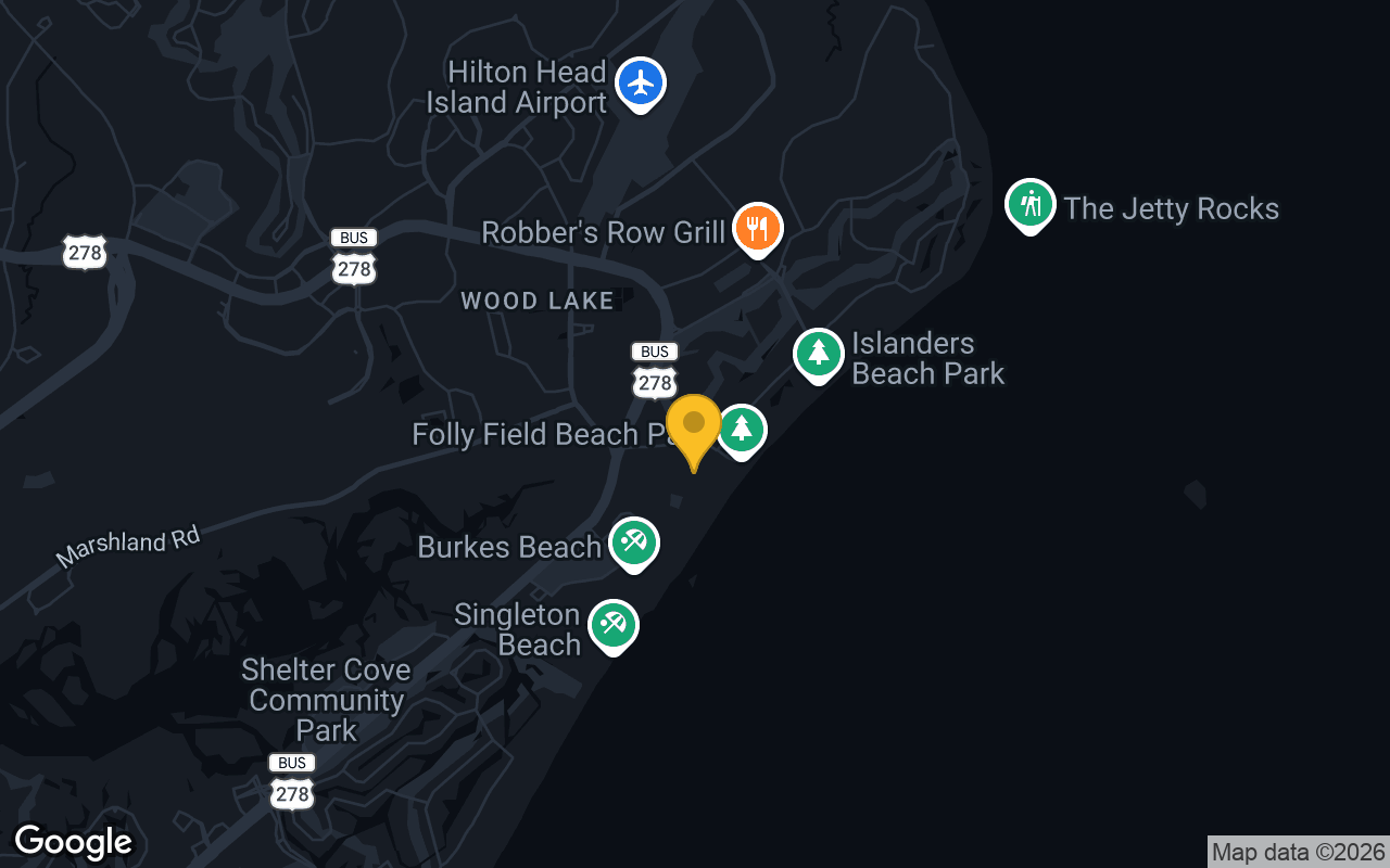 Map of bar trivia spots in Hilton Head Island, SC