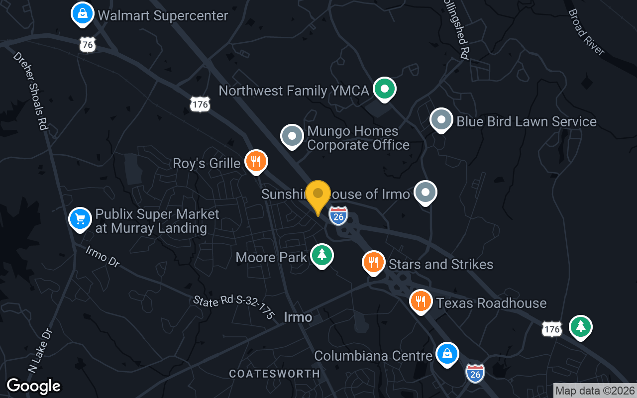 Map of bar trivia spots in Irmo, SC