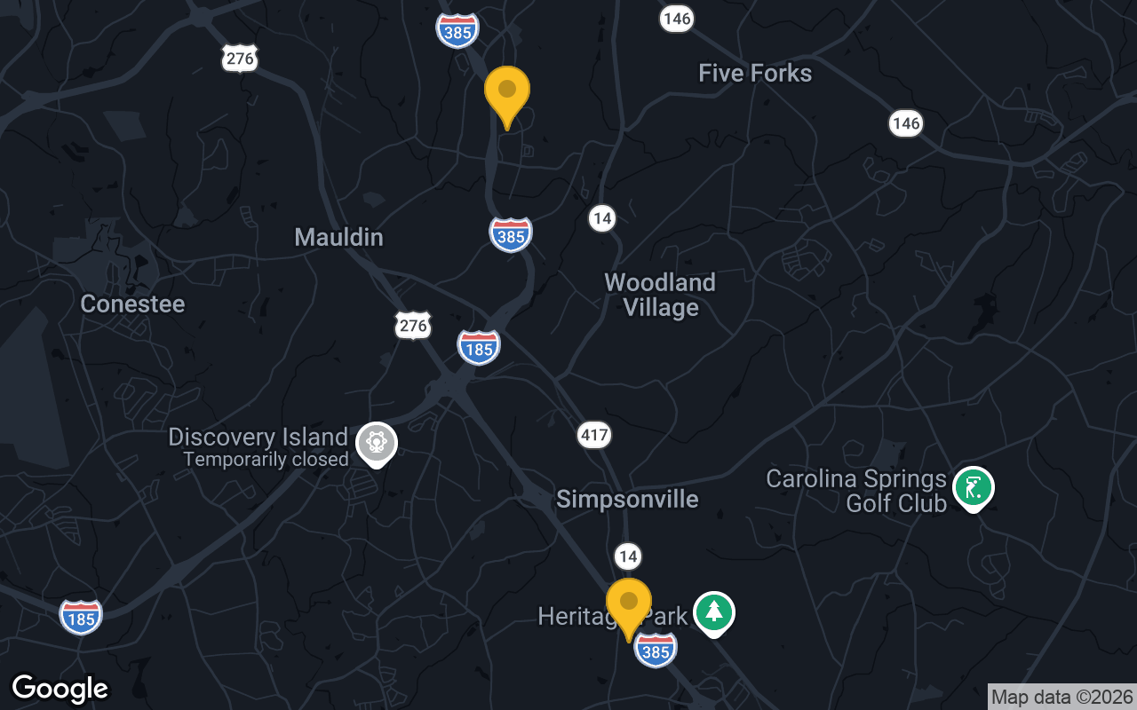 Map of bar trivia spots in Simpsonville, SC