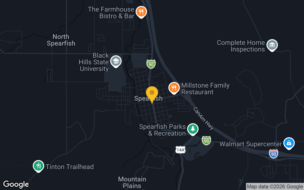 Map of bar trivia spots in Spearfish, SD