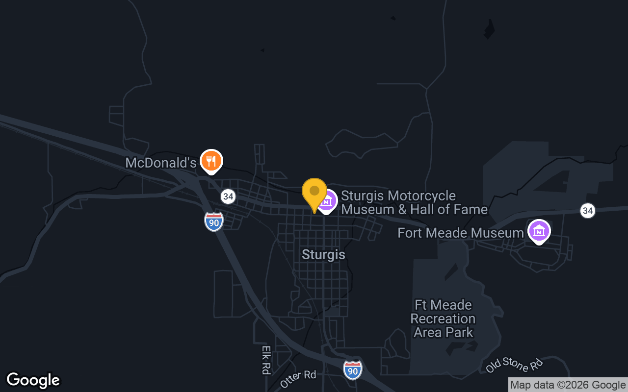 Map of bar trivia spots in Sturgis, SD