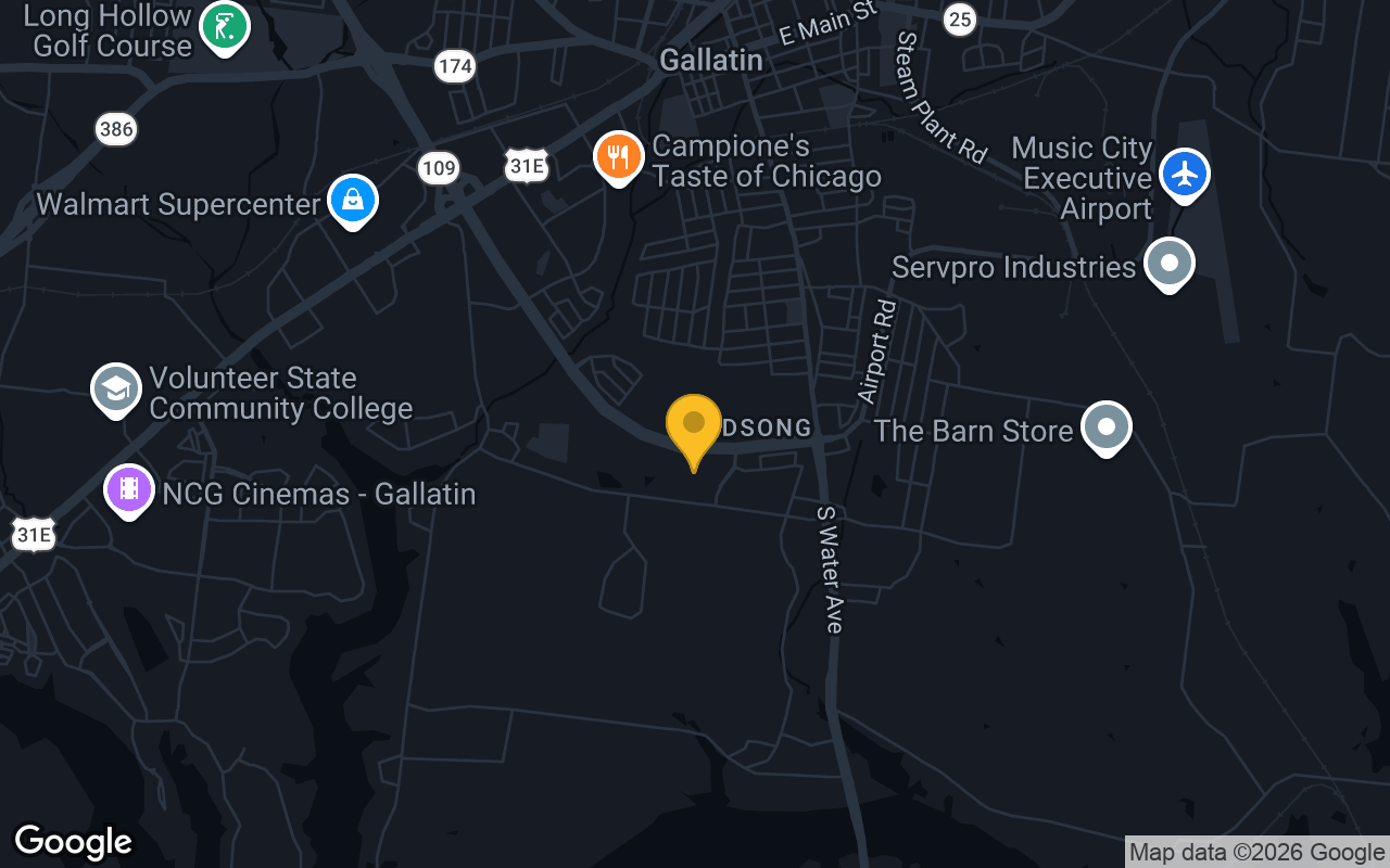 Map of bar trivia spots in Gallatin, TN