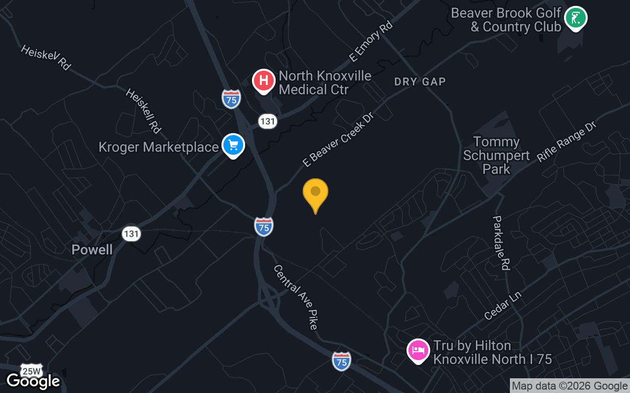 Map of bar trivia spots in Knoxville, TN