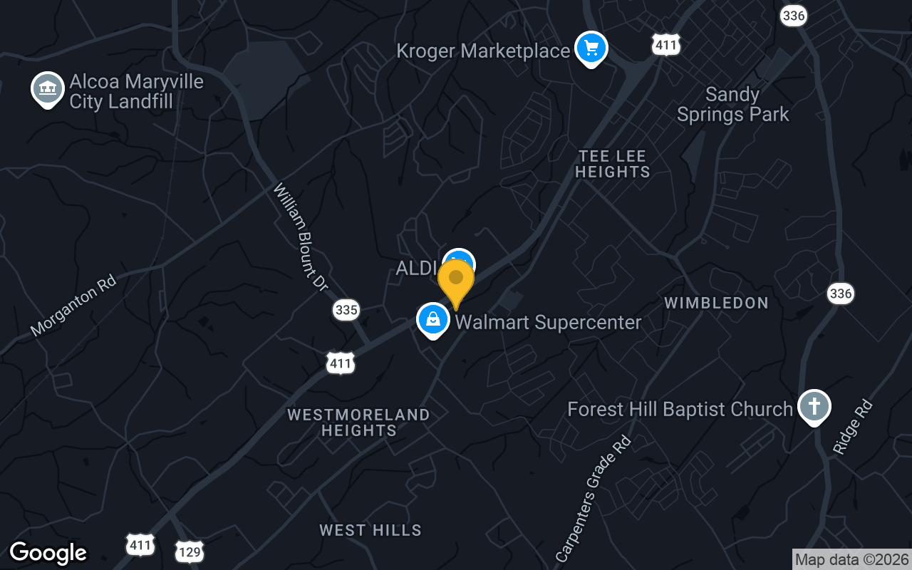 Map of bar trivia spots in Maryville, TN