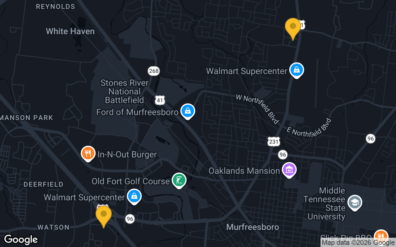 Map of bar trivia spots in Murfreesboro, TN