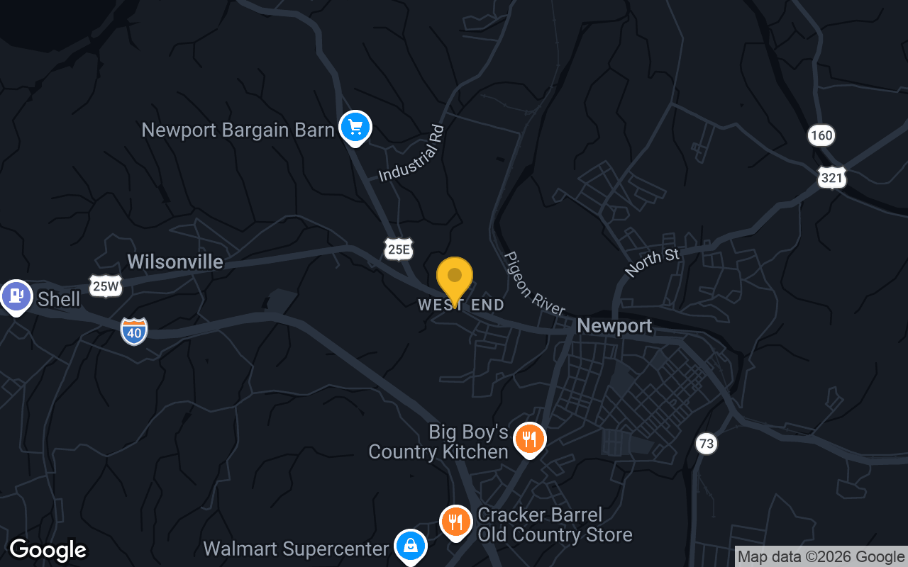 Map of bar trivia spots in Newport, TN