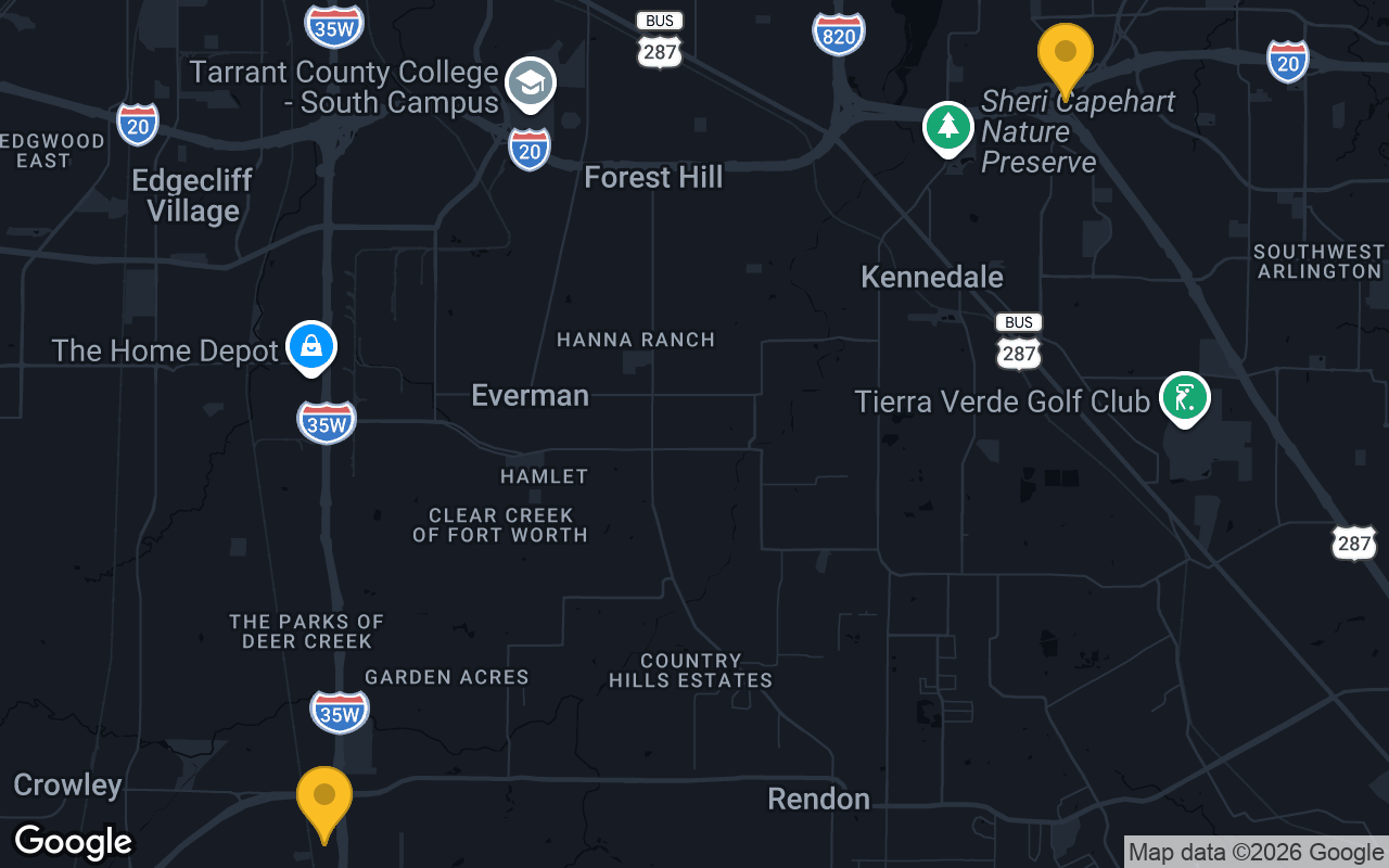 Map of bar trivia spots in Arlington, TX