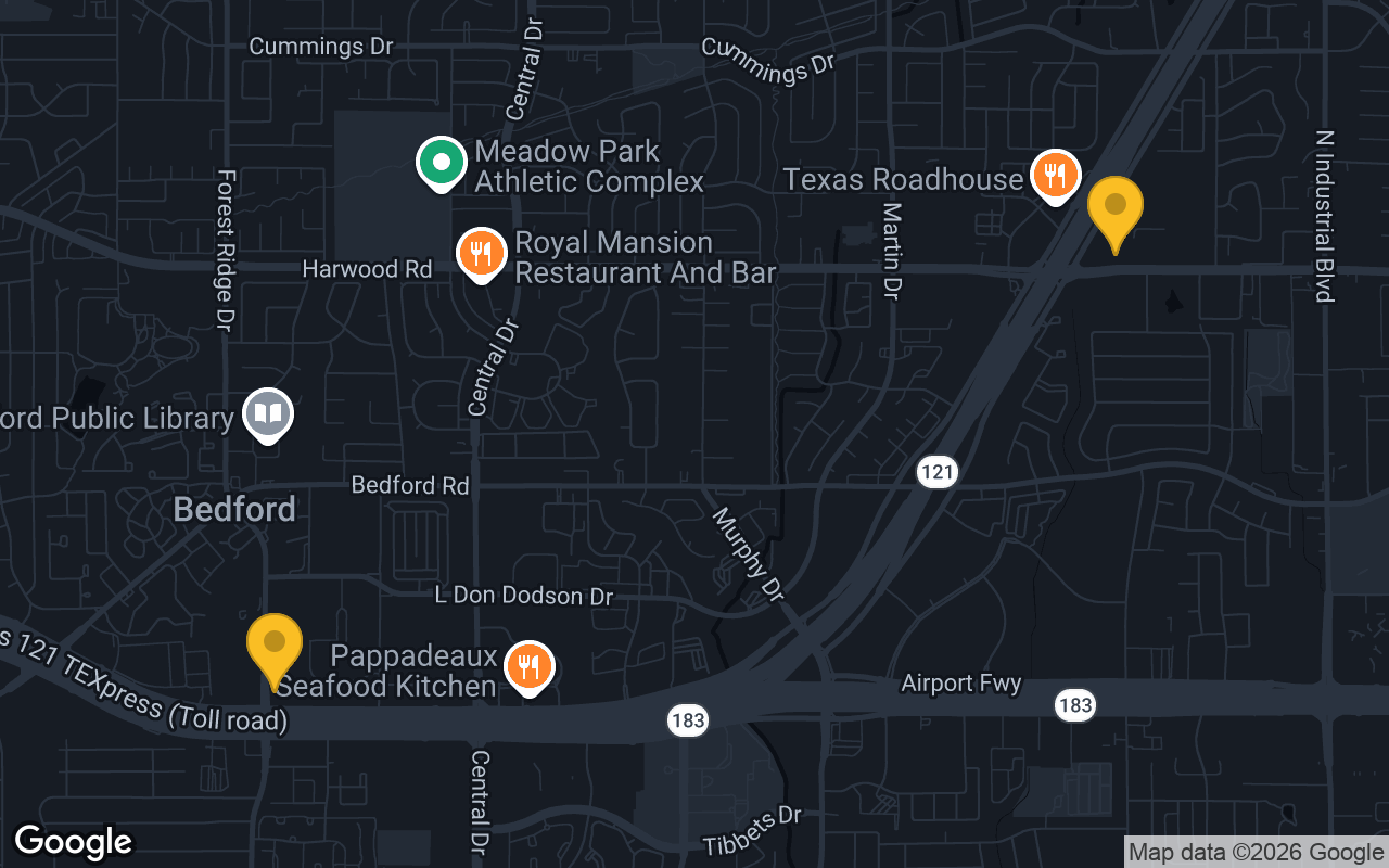 Map of bar trivia spots in Bedford, TX
