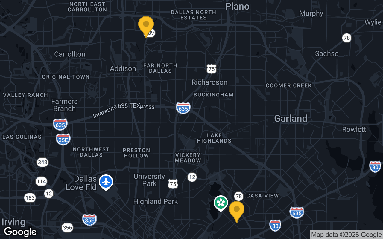 Map of bar trivia spots in Dallas, TX