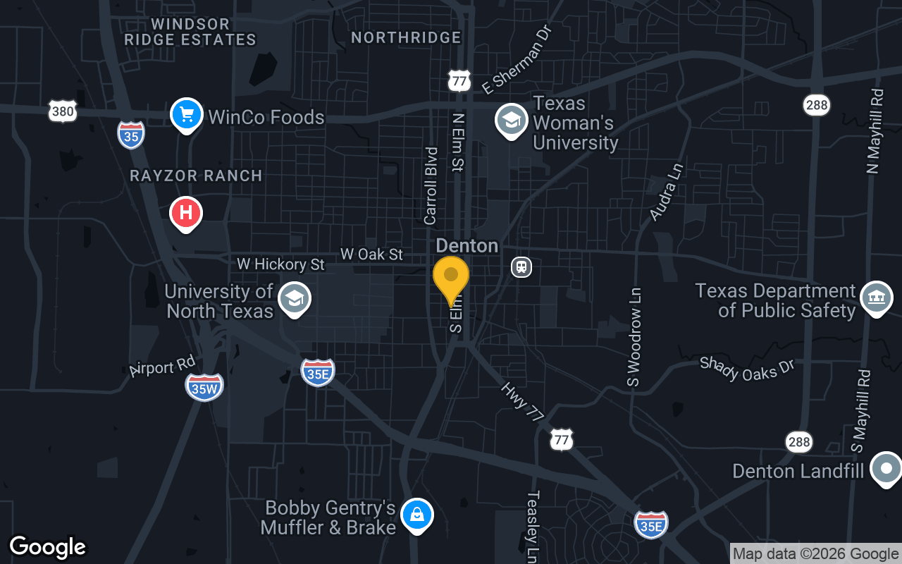 Map of bar trivia spots in Denton, TX