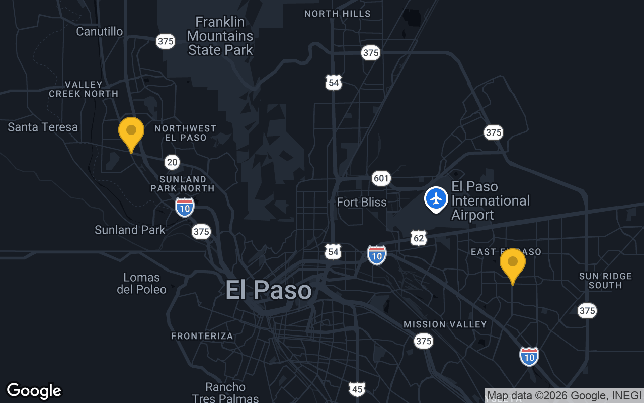 Map of bar trivia spots in El Paso, TX