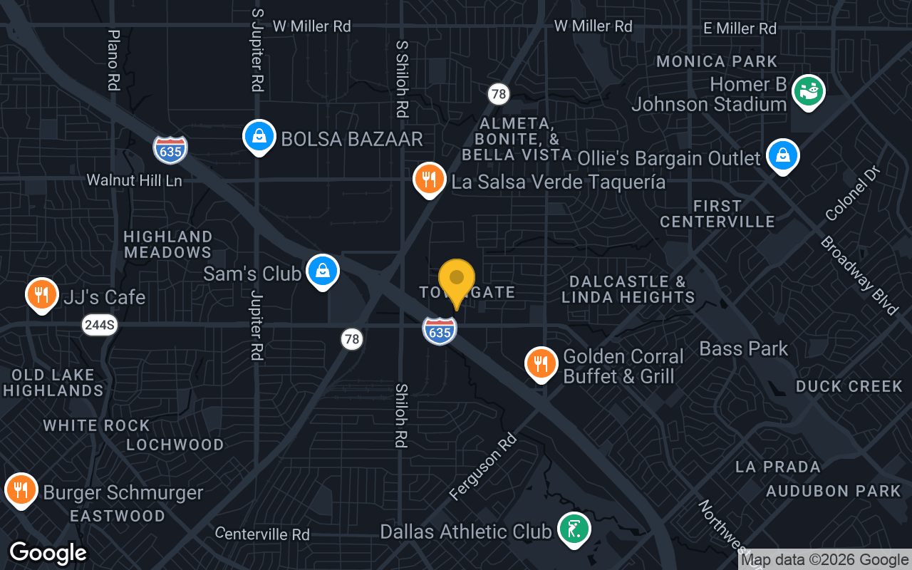 Map of bar trivia spots in Garland, TX