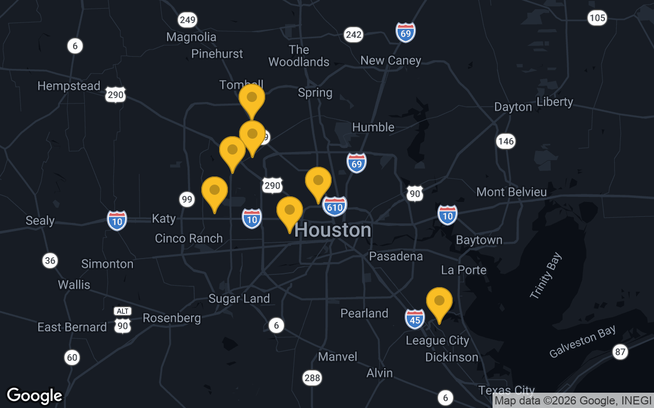 Map of bar trivia spots in Houston, TX
