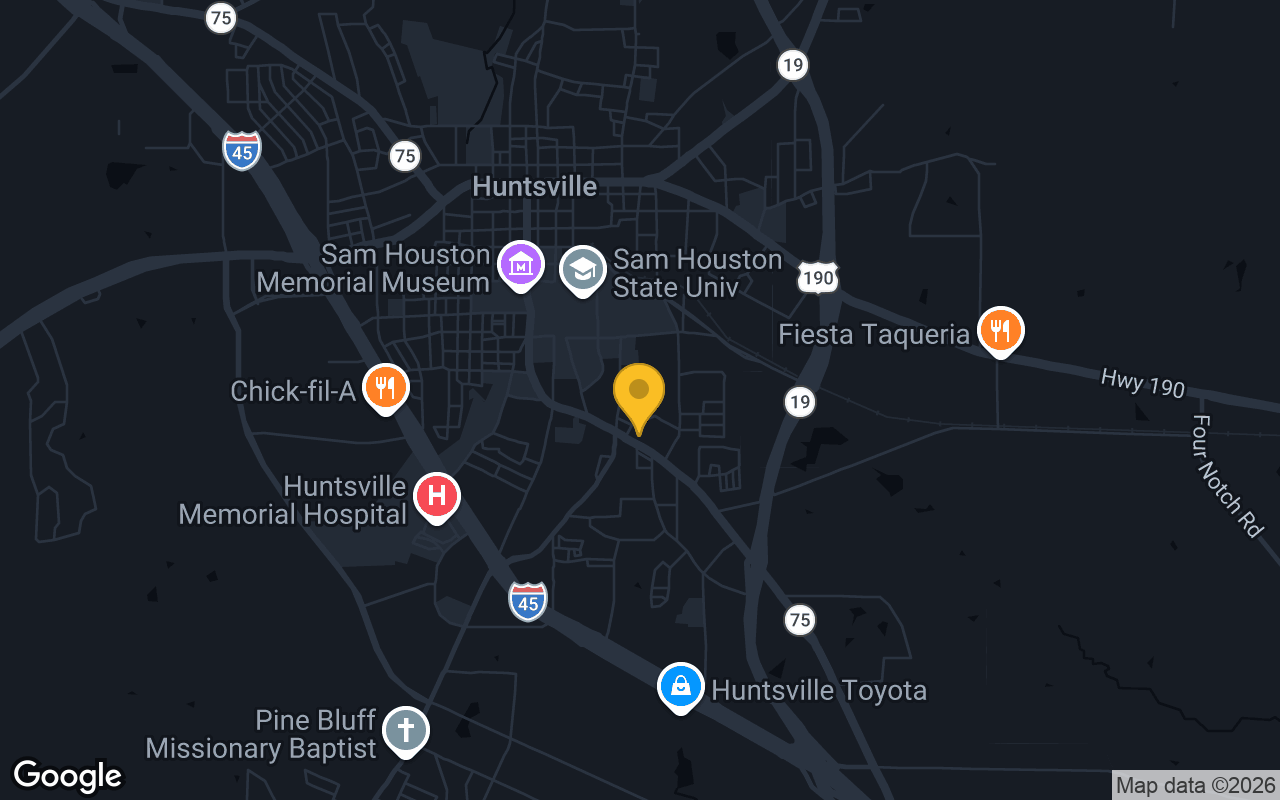 Map of bar trivia spots in Huntsville, TX