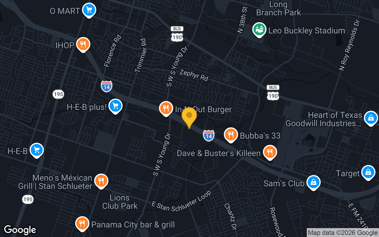 Map of bar trivia spots in Killeen, TX