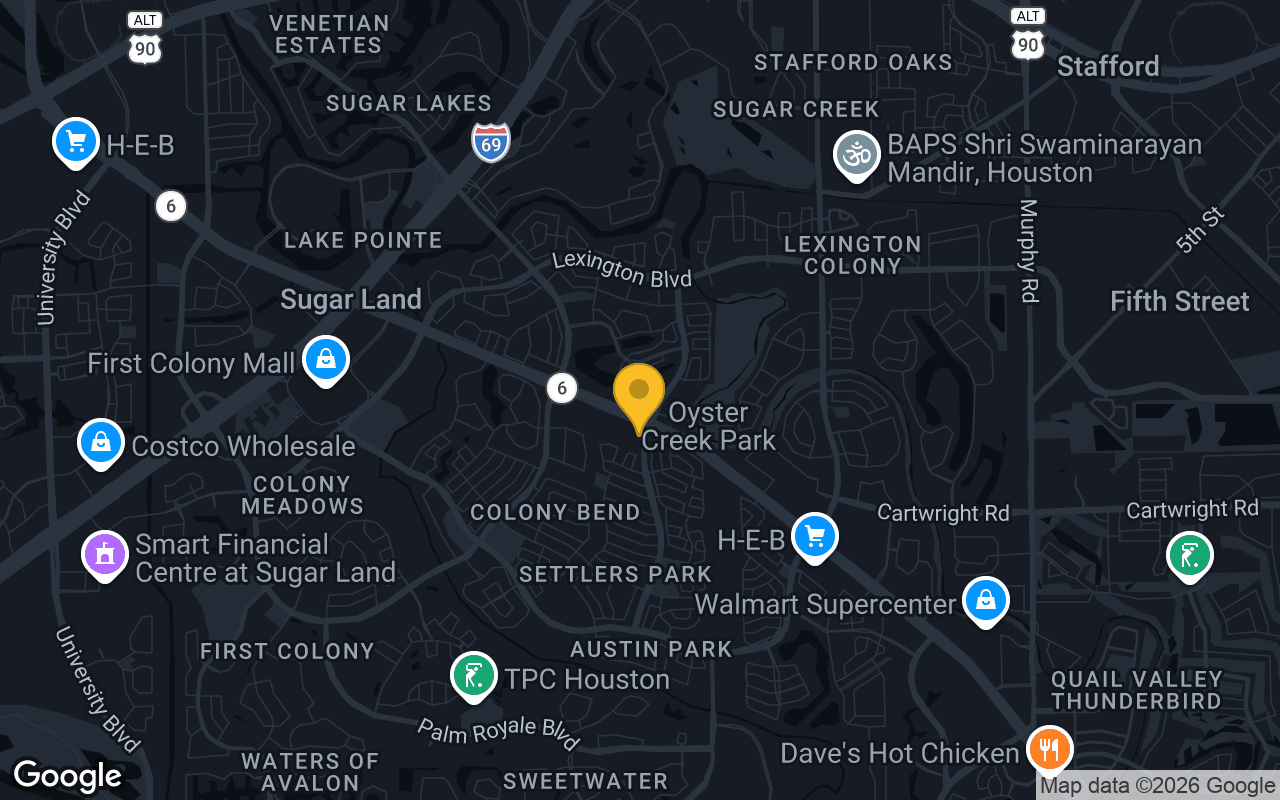 Map of bar trivia spots in Sugarland, TX