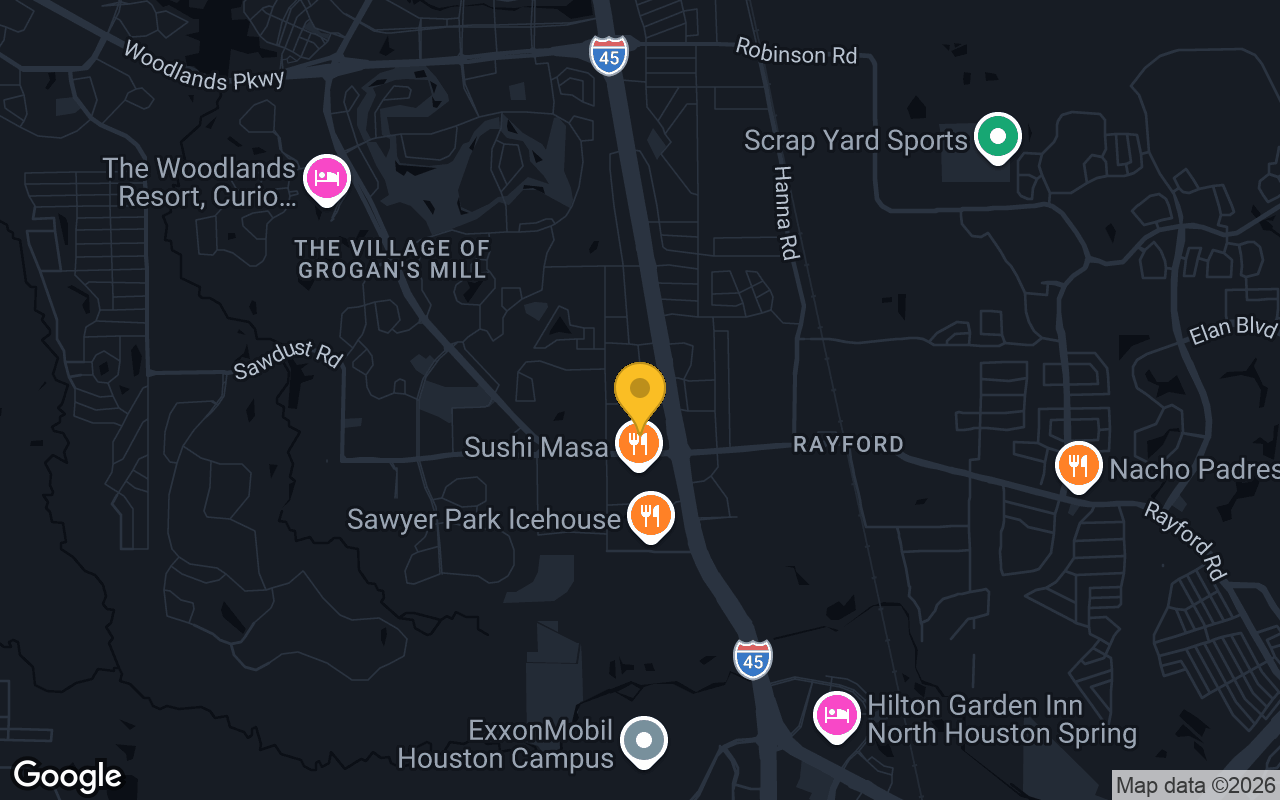 Map of bar trivia spots in Woodlands, TX