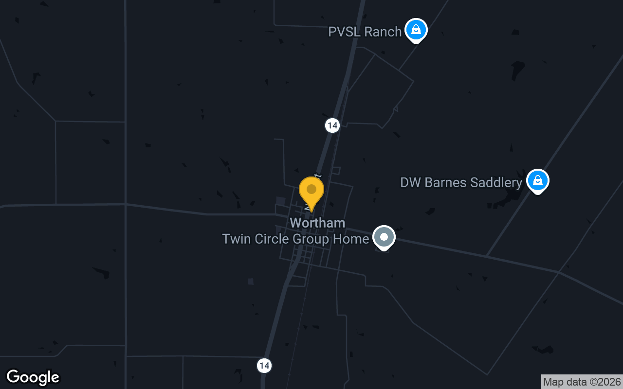 Map of bar trivia spots in Wortham, TX