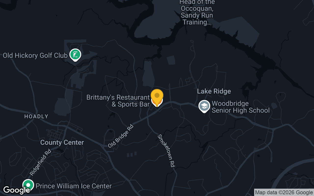 Map of bar trivia spots in Woodbridge, VA
