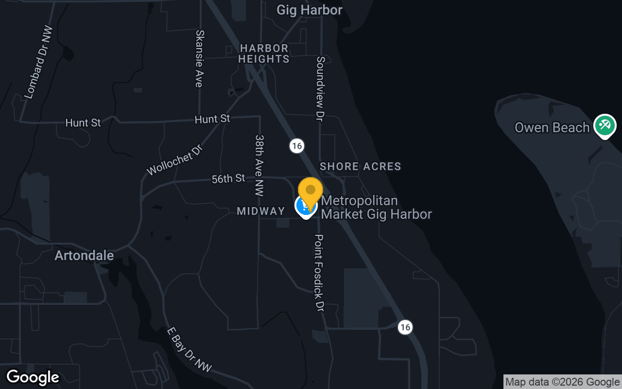 Map of bar trivia spots in Gig Harbor, WA