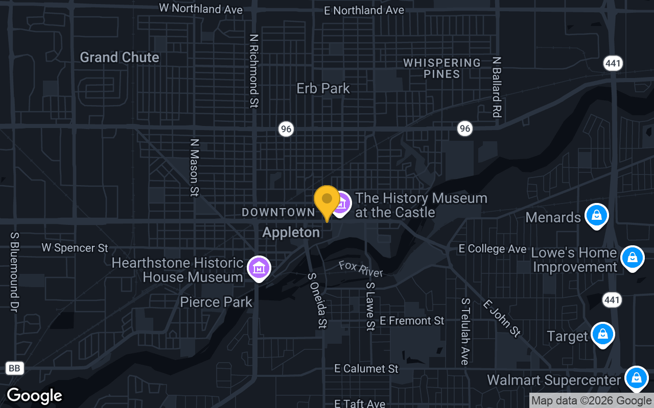 Map of bar trivia spots in Appleton, WI