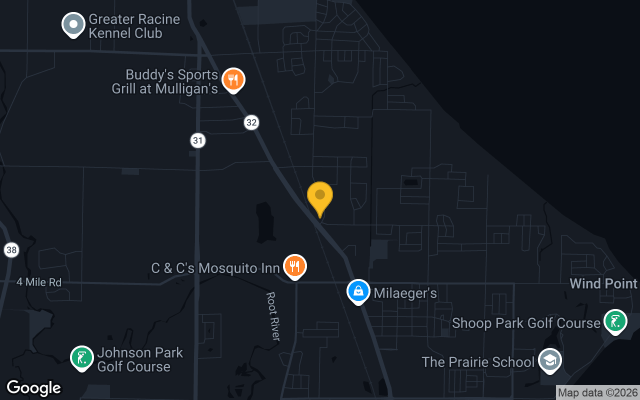 Map of bar trivia spots in Caledonia, WI
