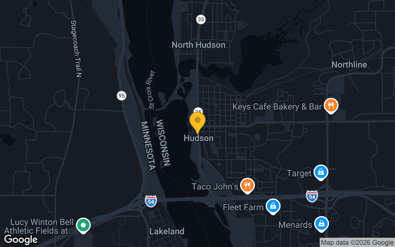 Map of bar trivia spots in Hudson, WI