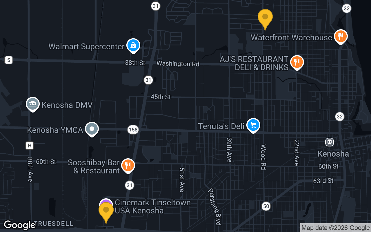 Map of bar trivia spots in Kenosha, WI
