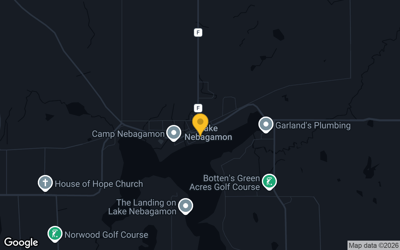Map of bar trivia spots in Lake Nebagamon, WI