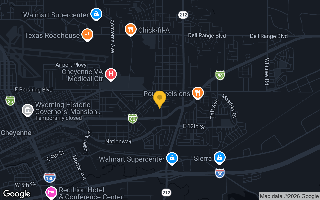 Map of bar trivia spots in Cheyenne, WY