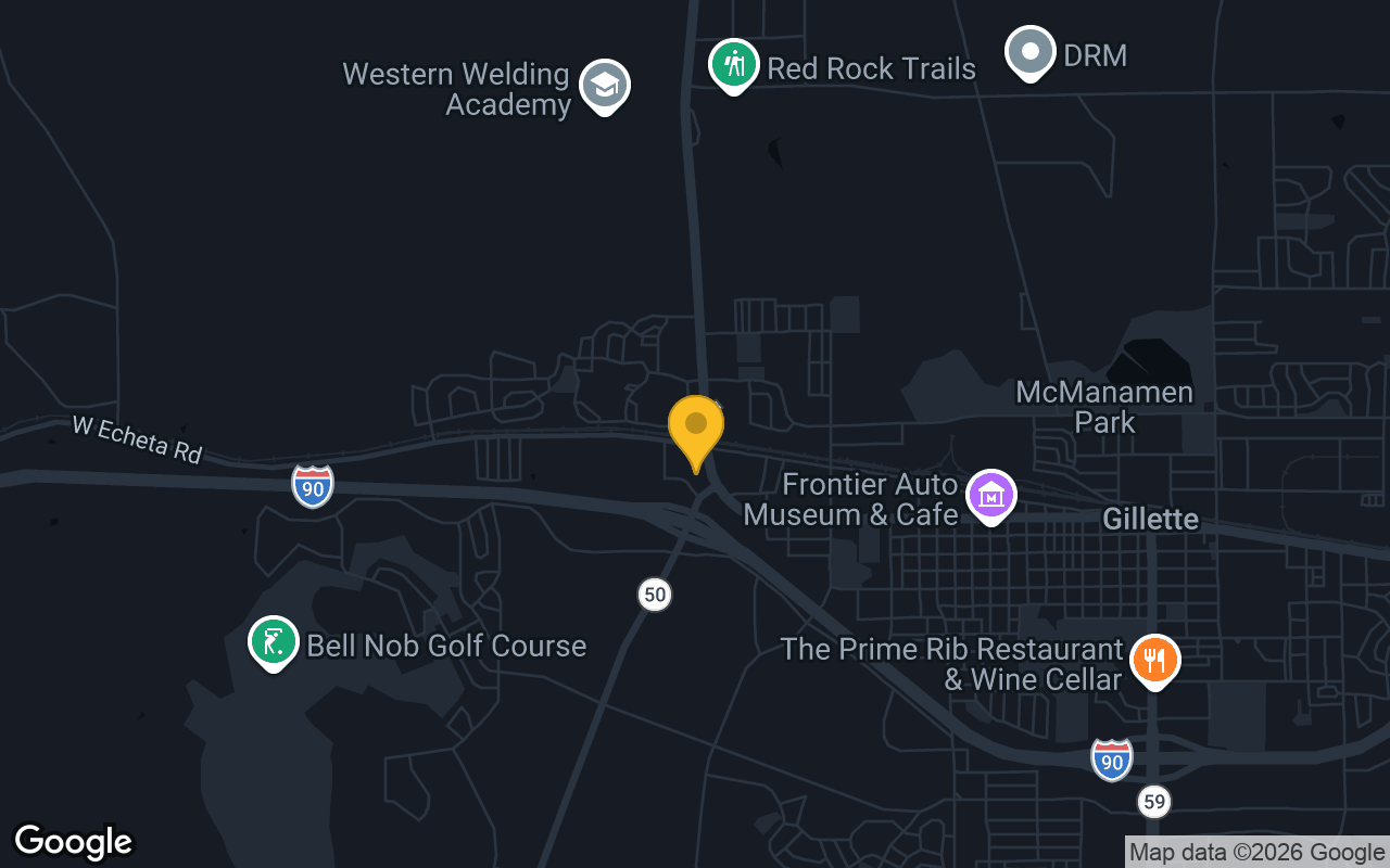 Map of bar trivia spots in Gillette, WY