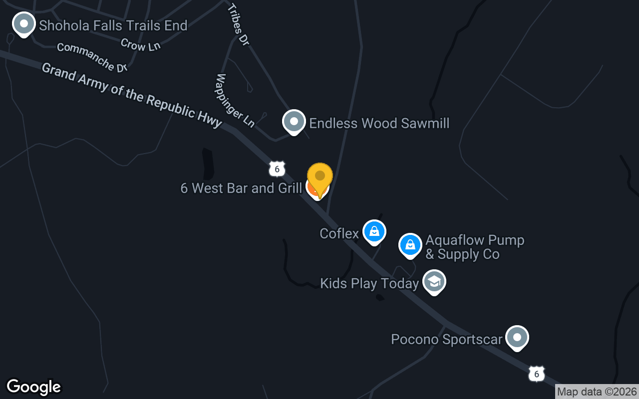 Map of 6 West Bar & Grill