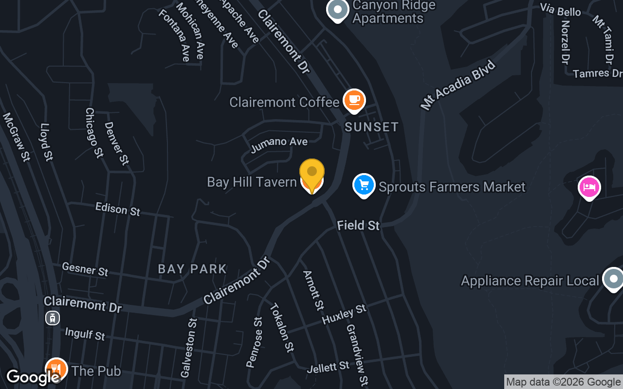 Map of Bay Hill Tavern