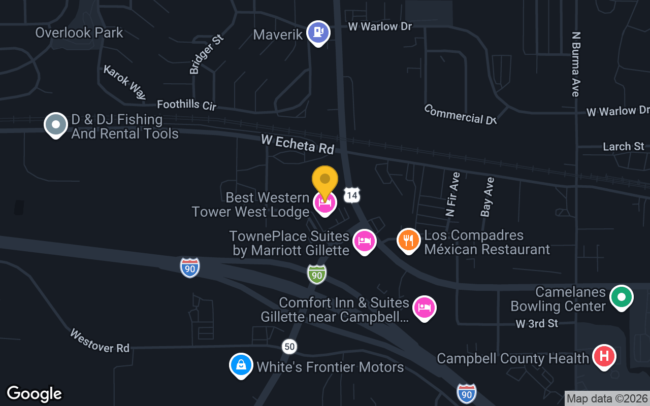 Map of Best Western Tower West Lodge