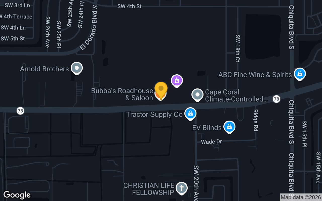 Map of Bubba's Roadhouse & Saloon