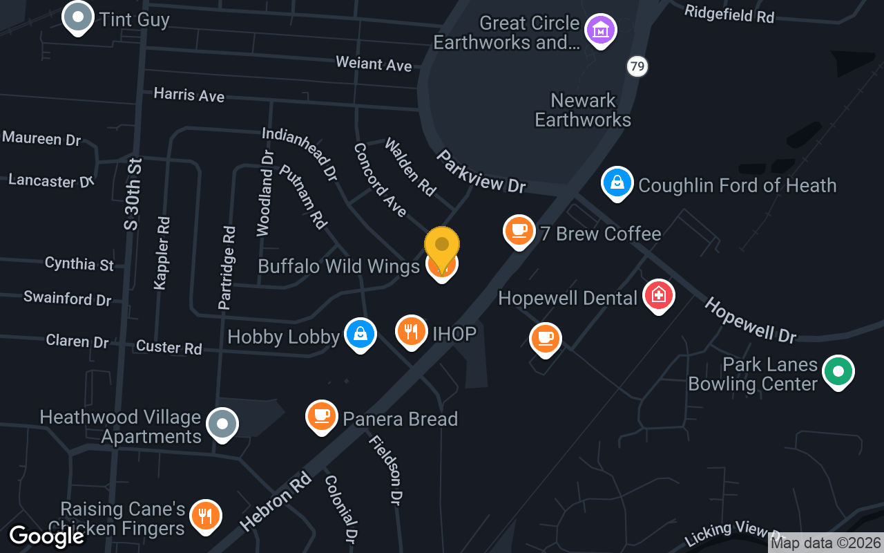 Map of Buffalo Wild Wings Heath
