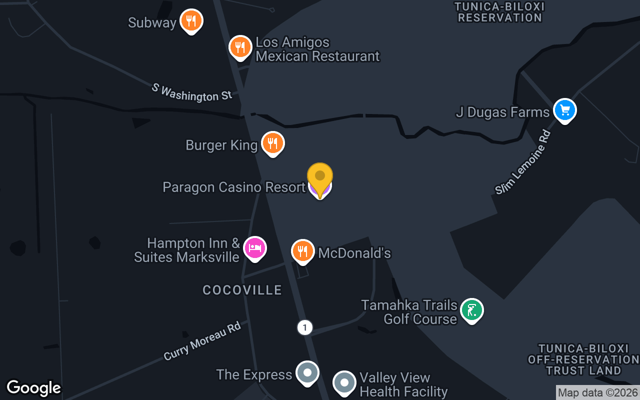 Map of Paragon Casino Resort