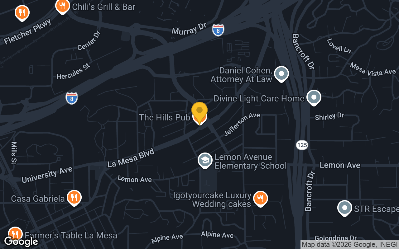 Map of The Hills Local Pub