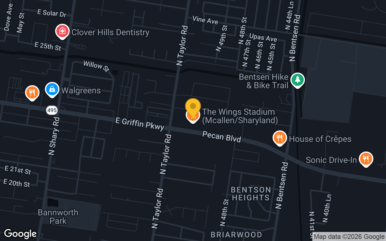 Map of The Wings Stadium Mcallen
