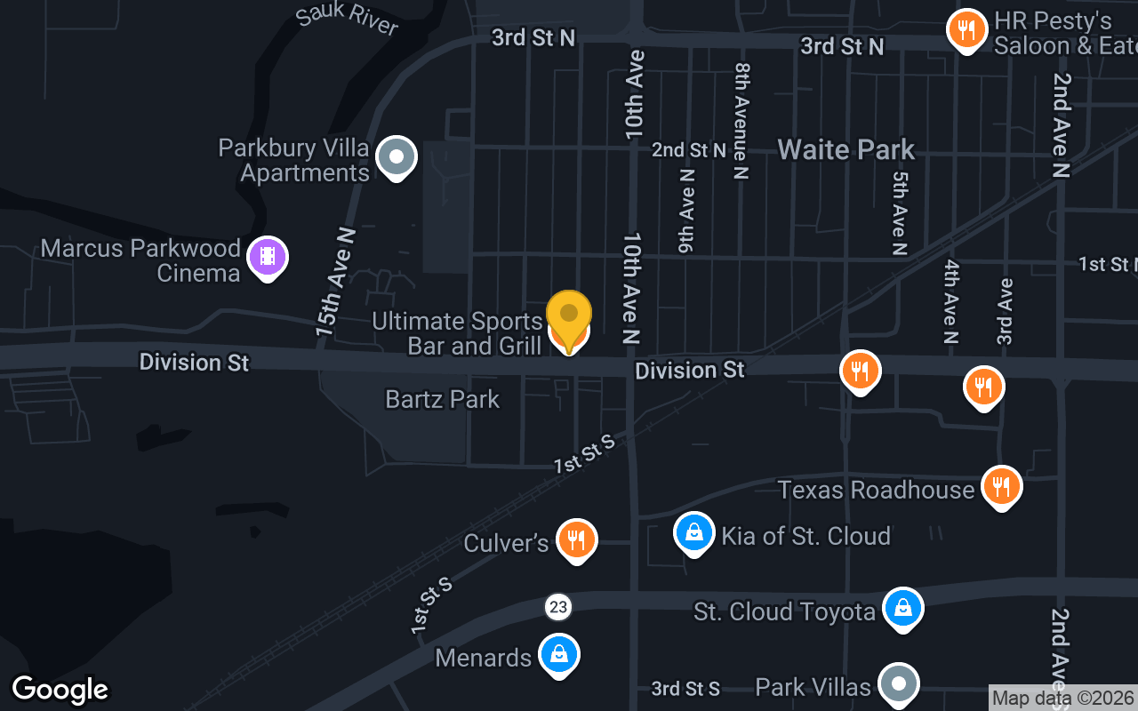Map of Ultimate Sports Bar & Grill